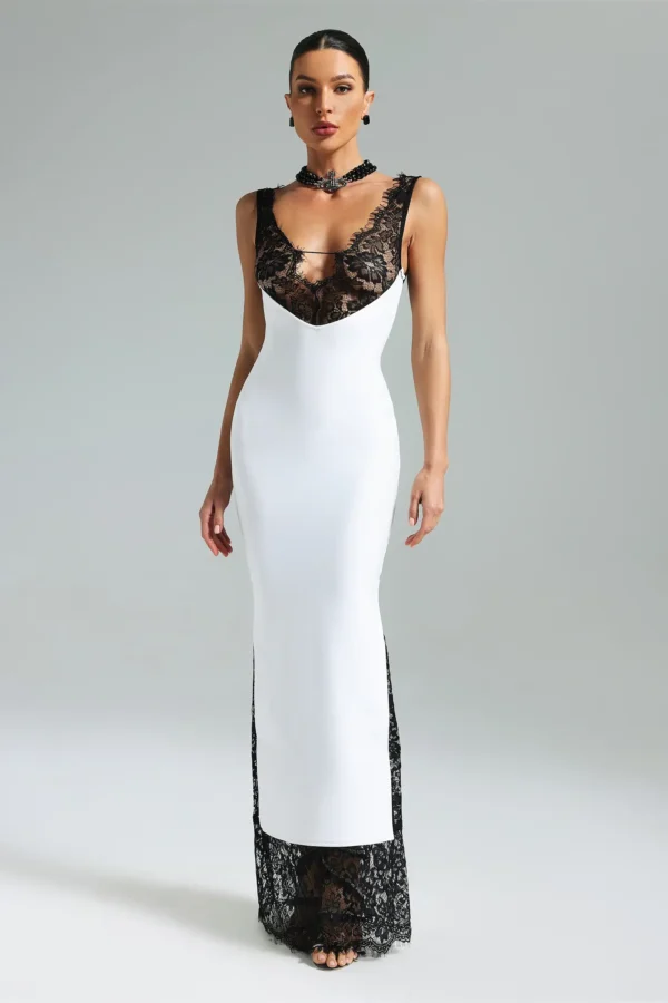 Gunnhild Lace Deep V Maxi Dress - Image 5