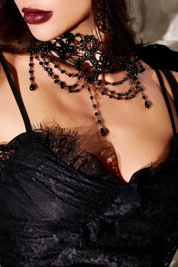 Zaroe Black Rice Bead Braided Choker - Image 7
